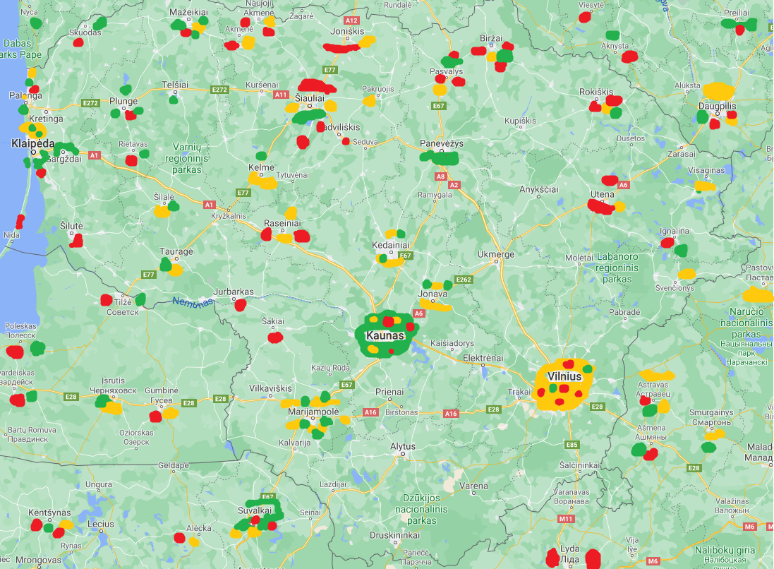 Stress map of Lithuania